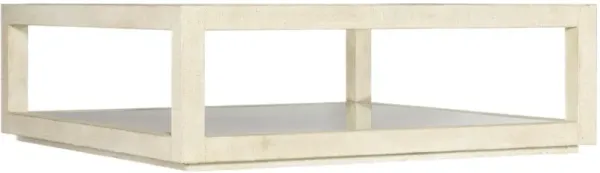 Cascade Square Glass Top Burlap Cocktail Table, Pebble Beach