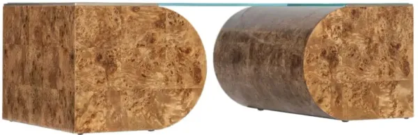 Melange Burlesque Glass Top Coffee Table, Mappa Burl