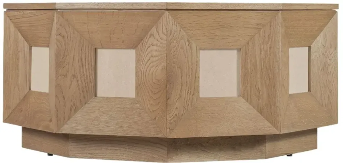 Commerce & Market Haven Decagon Cocktail Table, Natural Oak/Marble