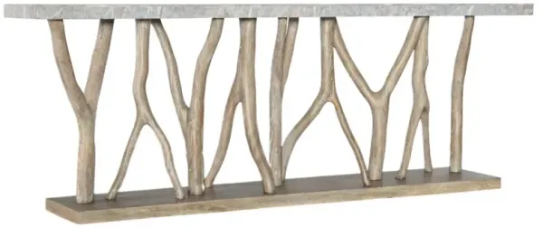 Surfrider Stone Top Tree Branch Console Table, Pecan/Light Natural
