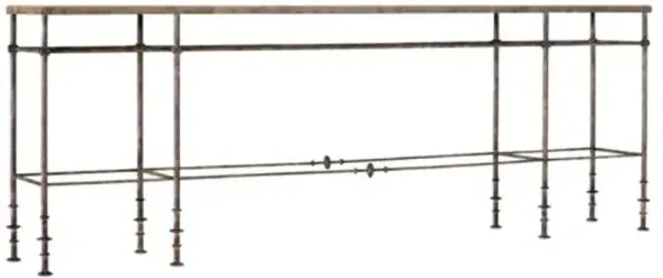 La Grange St James Metal and Stone Console - Oxidized Iron/Natural Stone - Hooker Furniture - Black