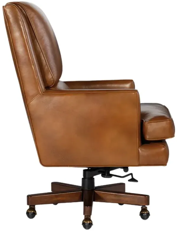 Wright Leather Executive Swivel Tilt Desk Chair, Voyage Cedar