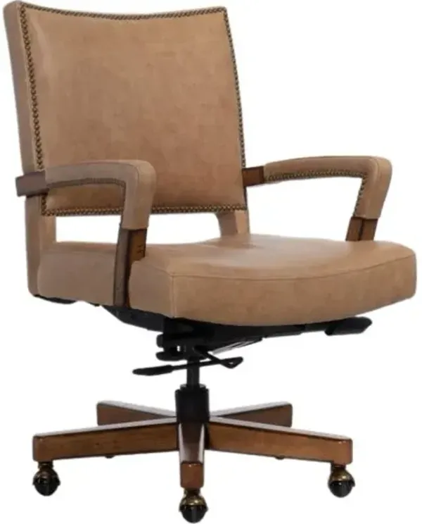 Chace Executive Leather Swivel Tilt Desk Chair - Venerando Latte - Hooker Furniture - Brown