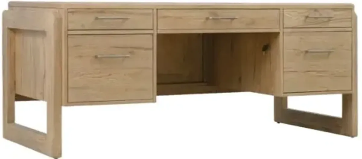 Kalamazoo Executive Desk - White Oak - Hooker Furniture - Brown