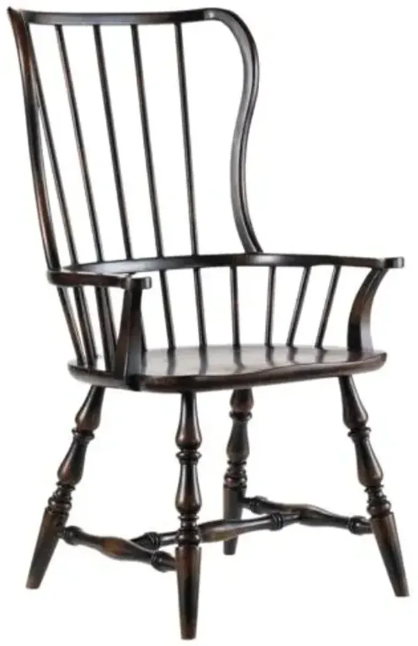 Sanctuary Spindle Arm Chair - Ebony - Hooker Furniture - Black