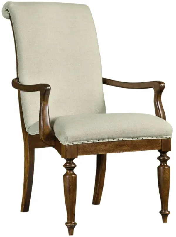 Archivist Upholstered Linen Dining Arm Chair, Beige