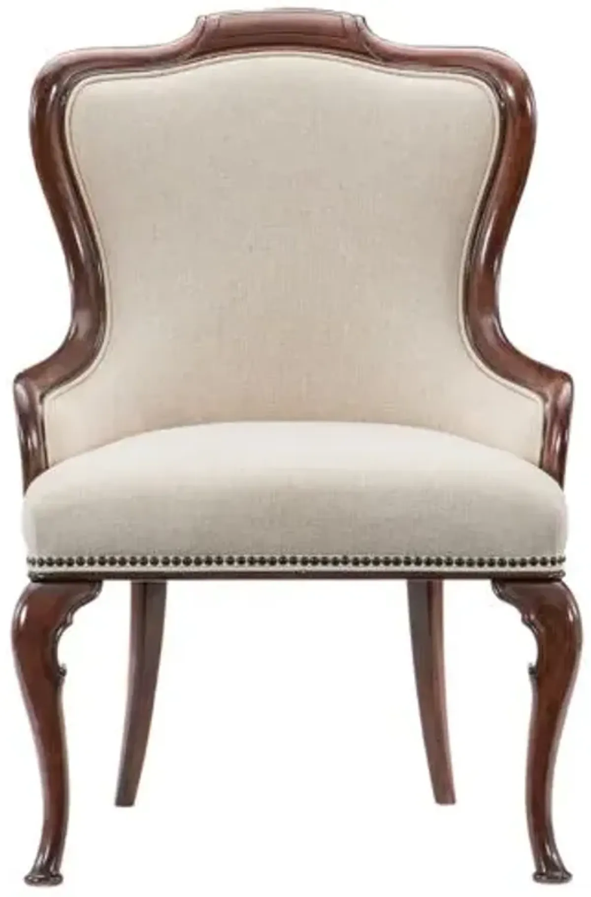 Charleston Upholstered Linen/Cane Back Arm Chair - Maraschino Cherry - Hooker Furniture - Beige