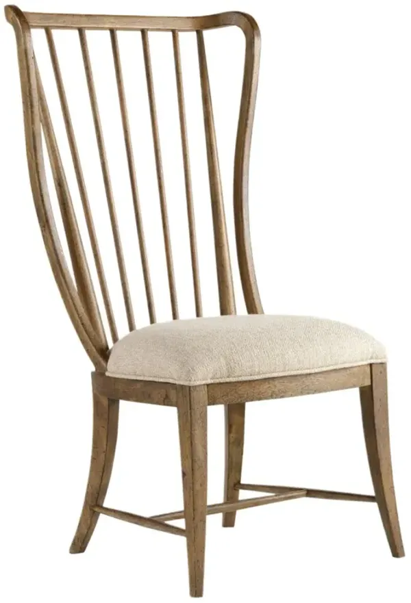 Sanctuary Tall Spindle Upholstered Side Chair, Antique Hickory/Larkin Oak Linen