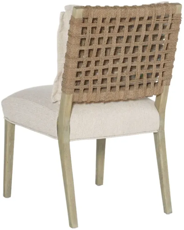 Surfrider Woven Rope Back Linen Side Chair, Driftwood/Zuri Cream