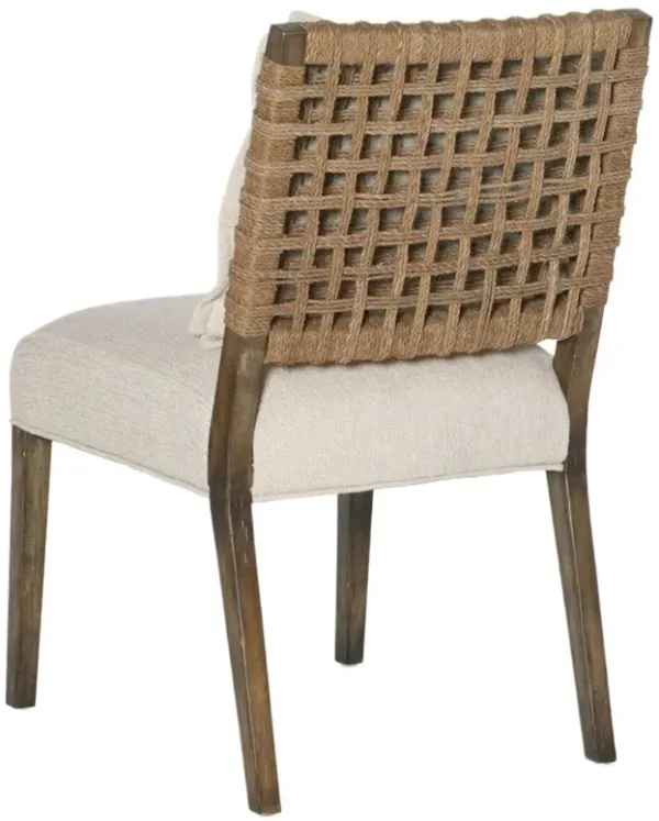 Sundance Woven Rope Back Linen Side Chair, Cliffside/Zuri Cream