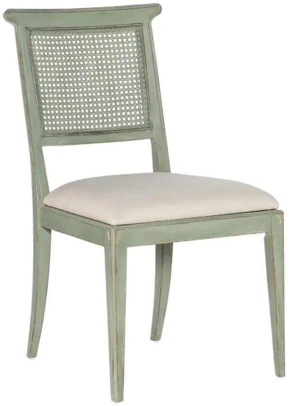 Charleston Upholstered Linen Cane Back Side Chair