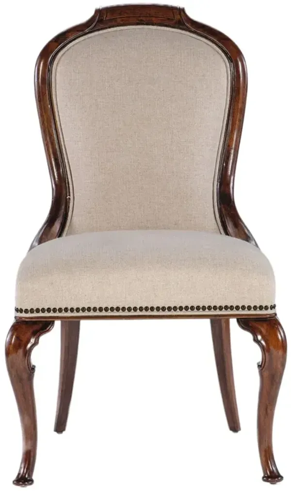 Charleston Upholstered Linen/Cane Back Side Chair, Maraschino Cherry