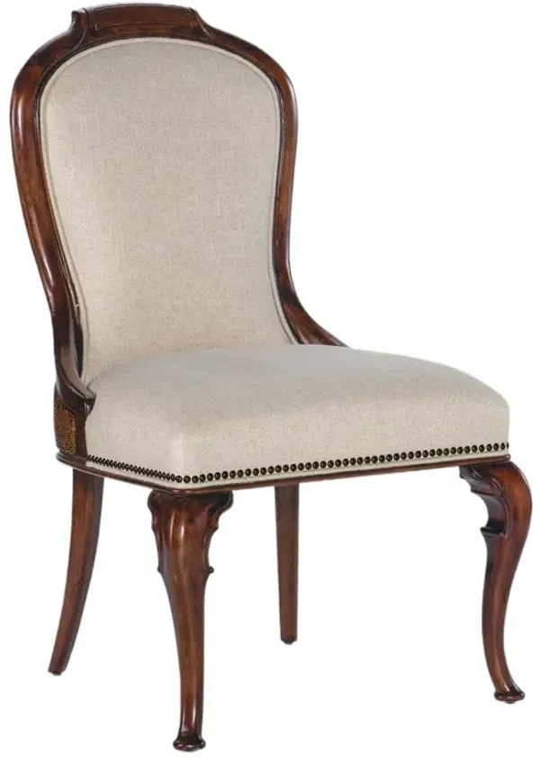 Charleston Upholstered Linen/Cane Back Side Chair, Maraschino Cherry