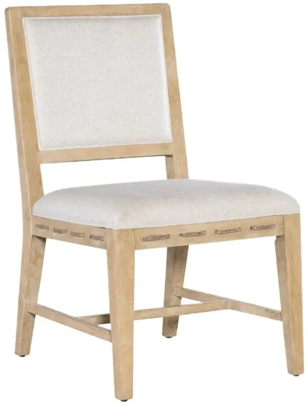 Retreat Cane Back Upholstered Side Chair, Wiley Snow Linen/Dune