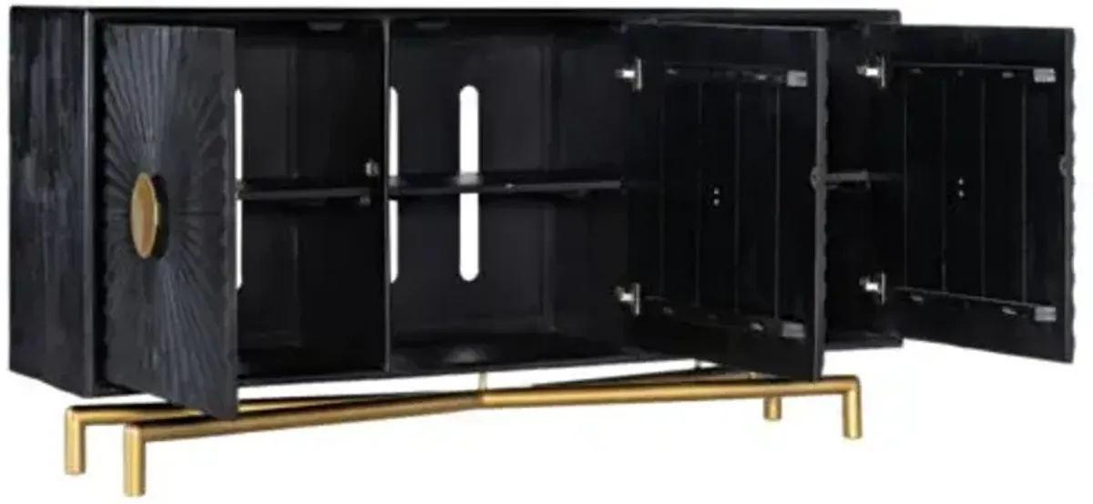 69" 3-Door Entertainment Console - Black - Hooker Furniture