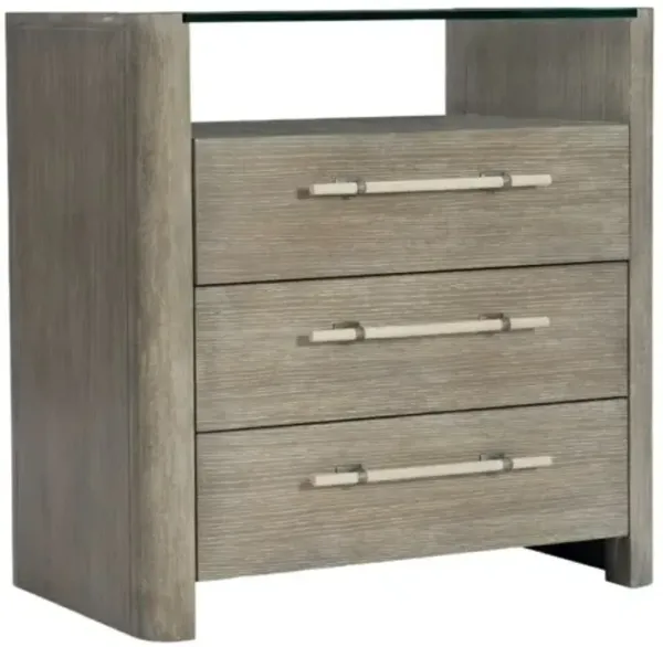 Affinity 3-Drawer Glass Top Nightstand - Gray - Hooker Furniture