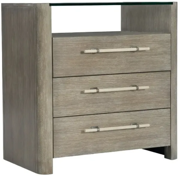 Affinity 3-Drawer Glass Top Nightstand, Gray