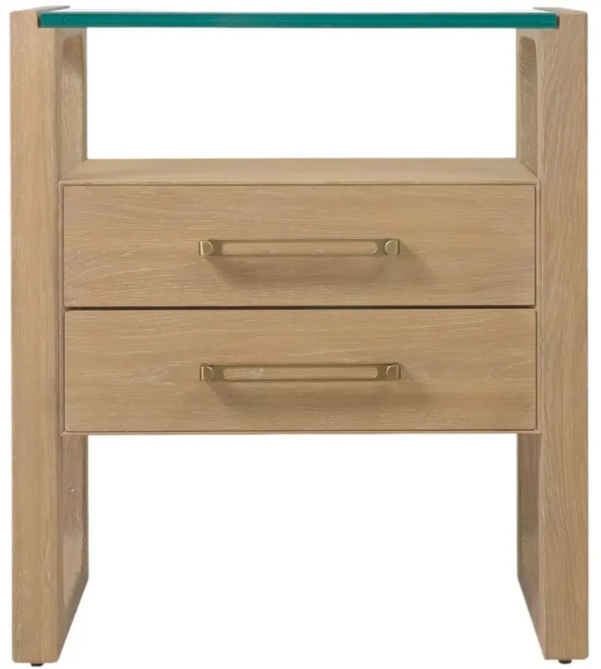 Banyon Bay Glass Top 2-Drawer Nightstand, Desert Oak