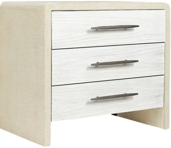 Cascade 3-Drawer Burlap Nightstand, Pebble Beach/Chalk