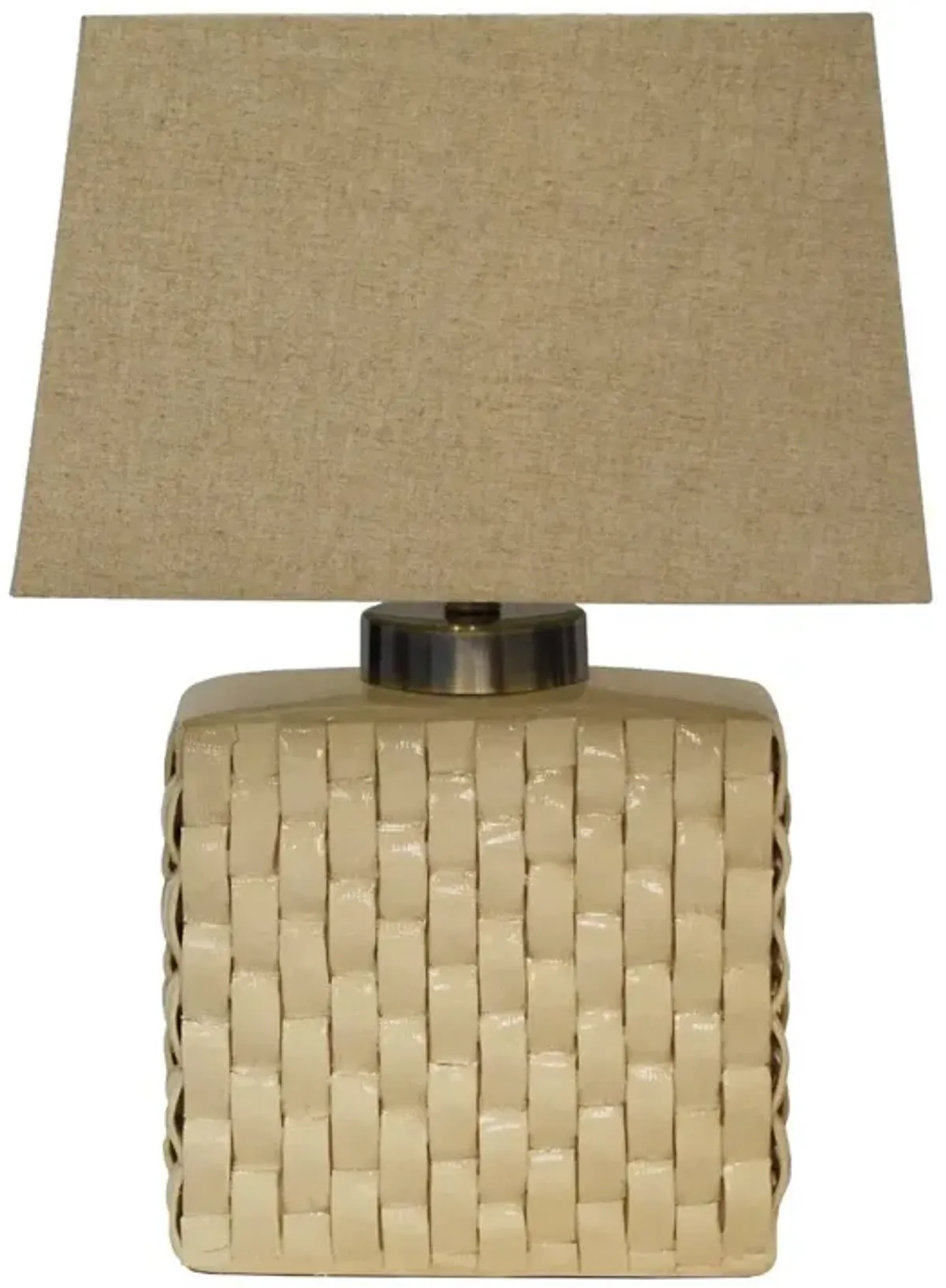 Tereese Porcelain Weave Design Table Lamp - Cream - Ivory