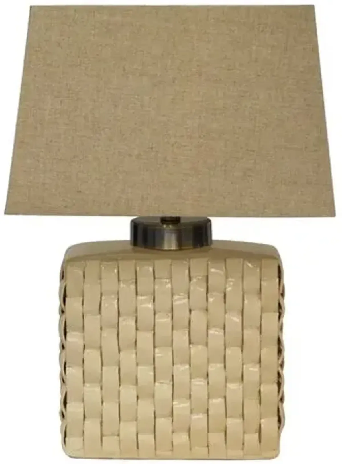 Tereese Porcelain Weave Design Table Lamp - Cream - Ivory