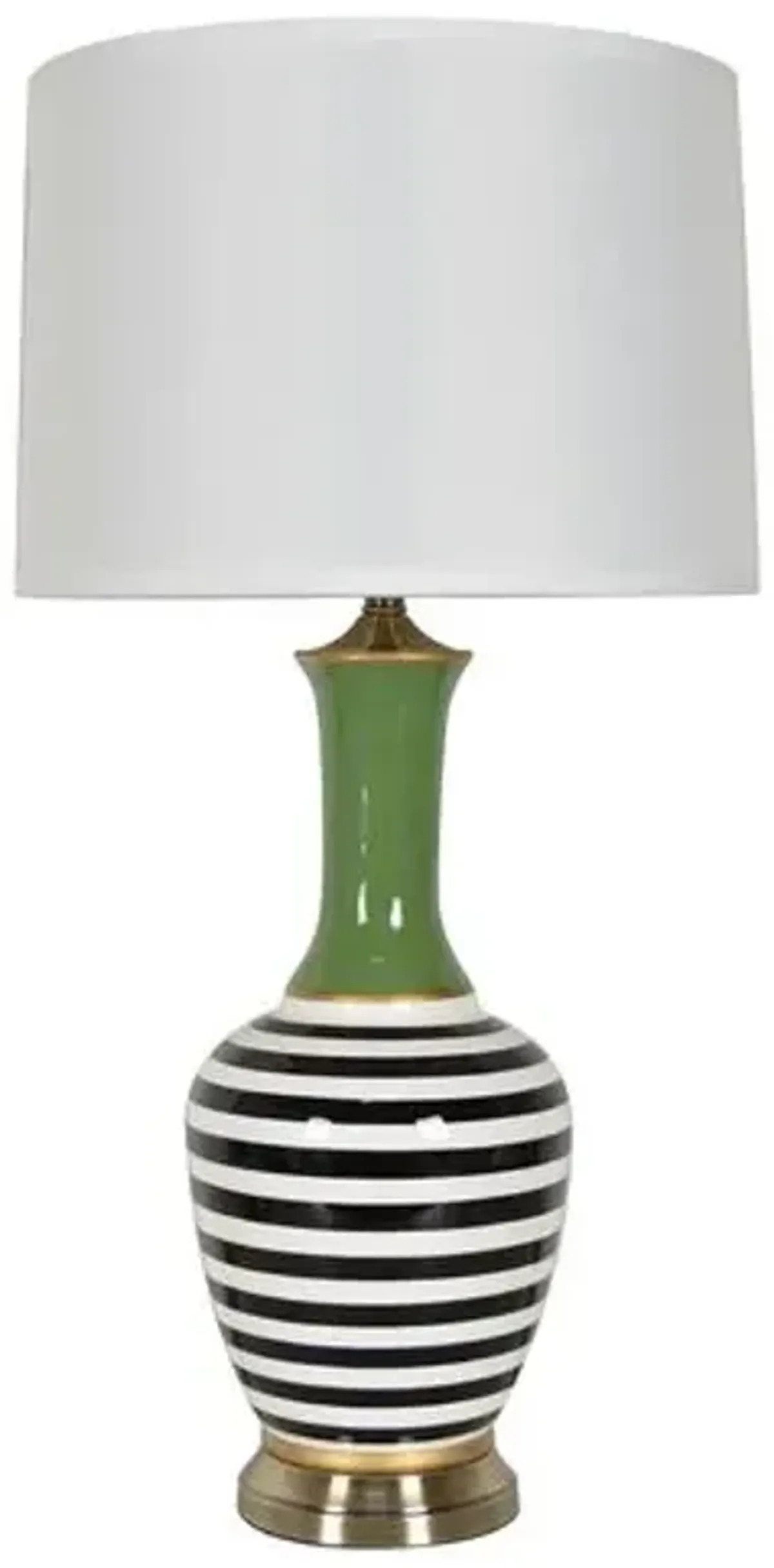 Azerali Ceramic Stripe Table Lamp - Green