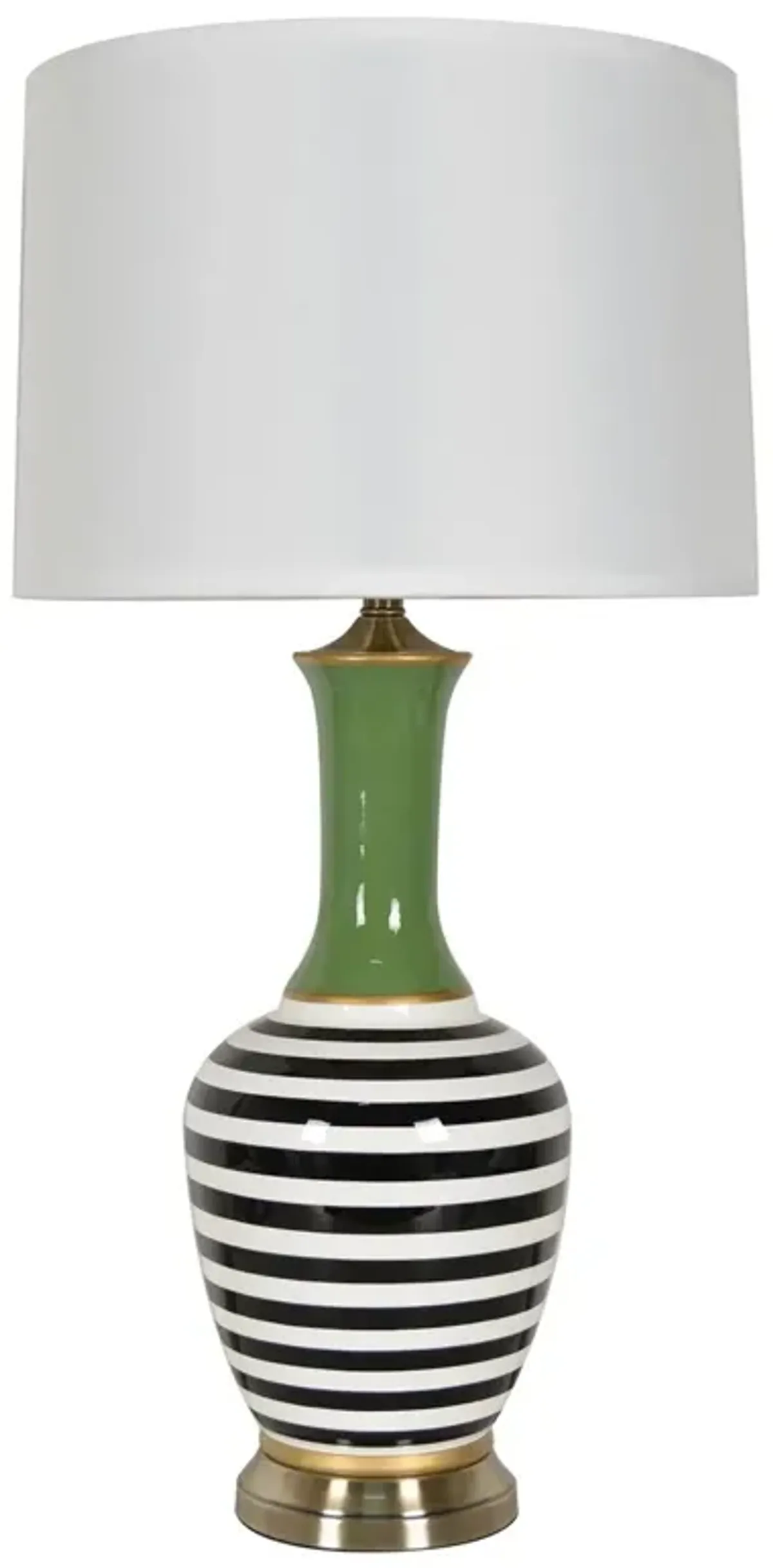Azerali Porcelain Stripe Table Lamp - Green