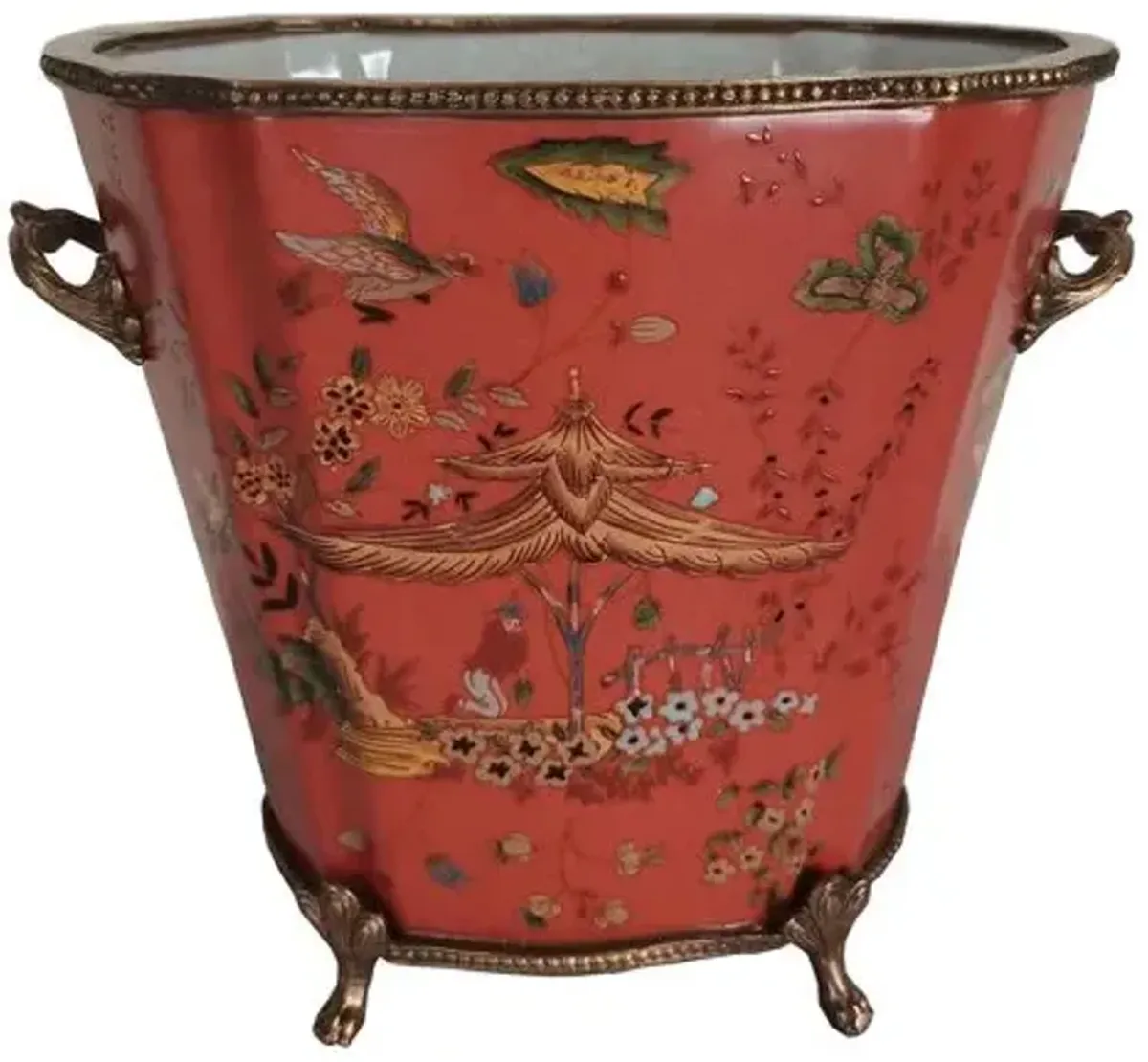 Renwick Porcelain Planter II - Salmon - Orange - 8Lx8.5Hx6.25W in