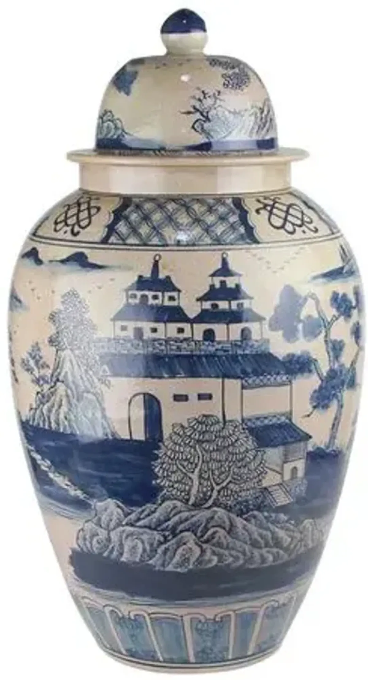 Drestan Porcelain 28" Ginger Jar - Blue/White