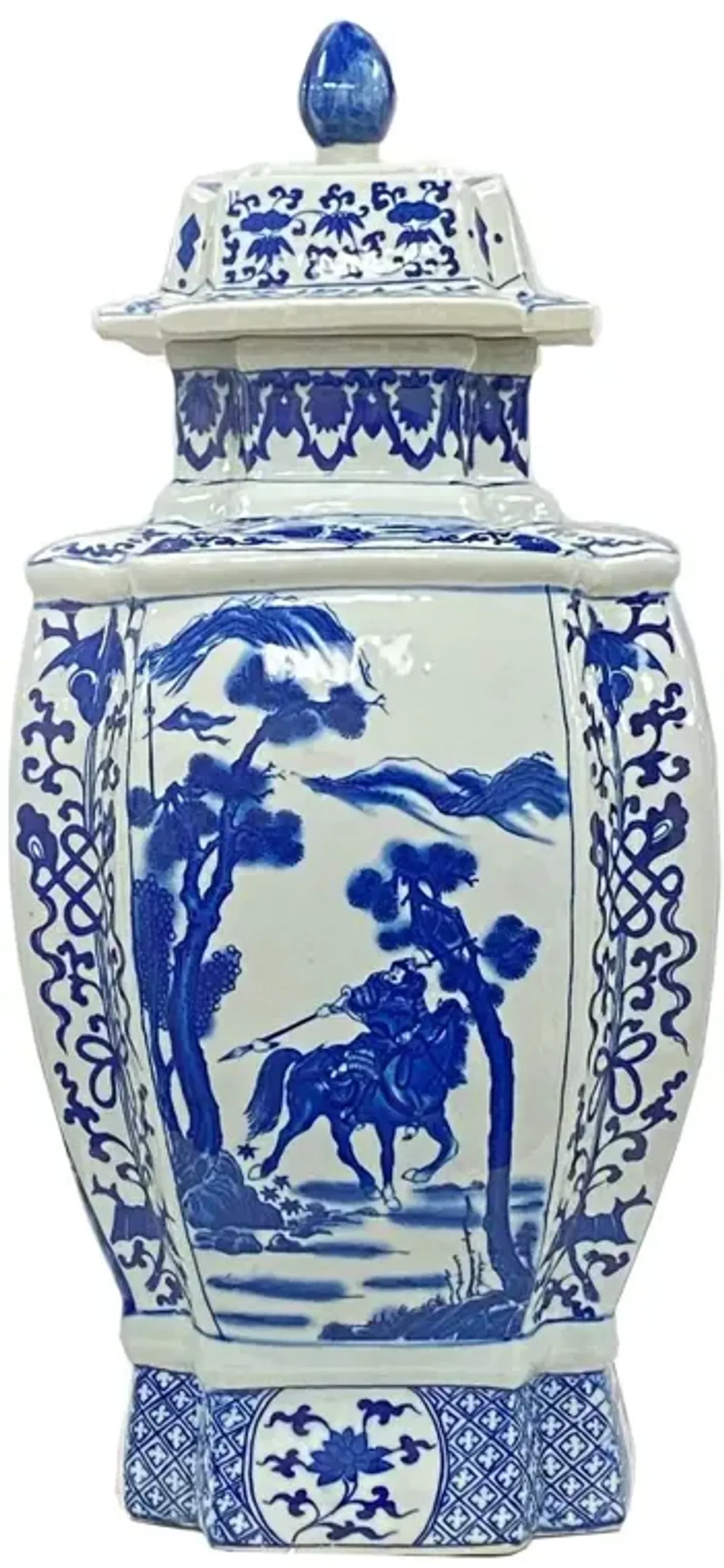 Aricelle Porcelain Ink Wash Painting 19" Pot, Blue/White