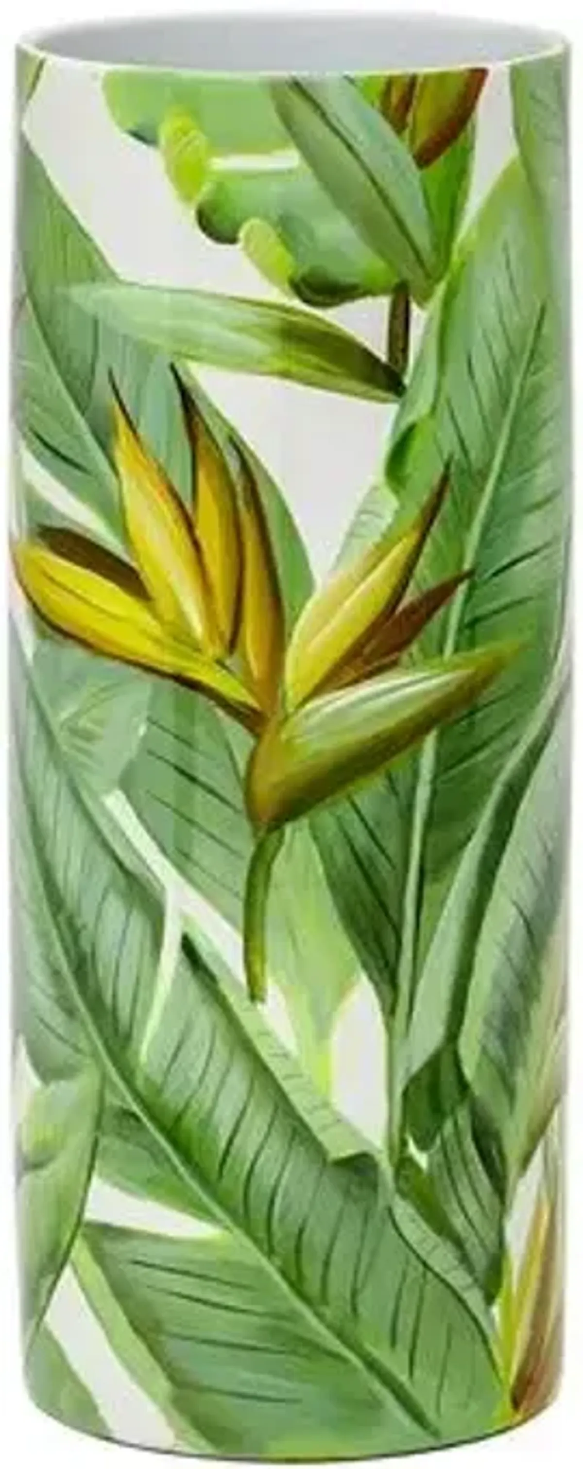 Auriella Tropical Porcelain Cylinder Vase - Green