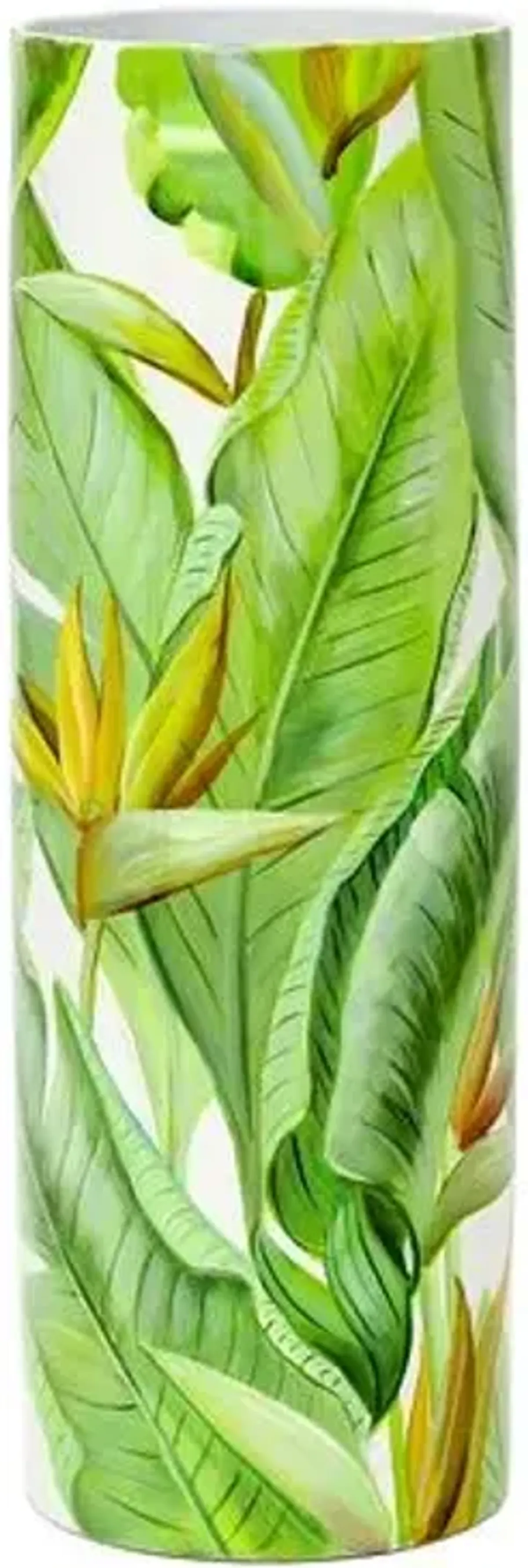 Auriella Tropical Porcelain Cylinder Vase - Green