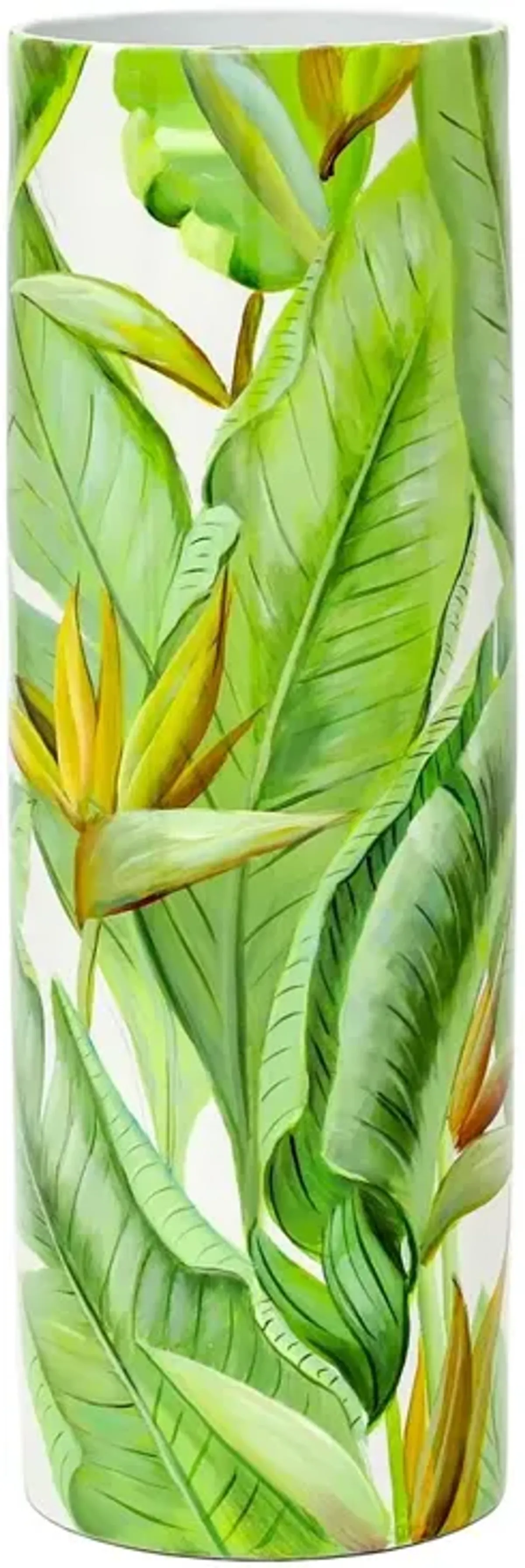 Auriella Tropical Porcelain Cylinder Vase, Green