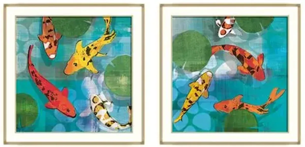 Set of 2 Koi Pond Wall Art - 24" x 24" - Multi
