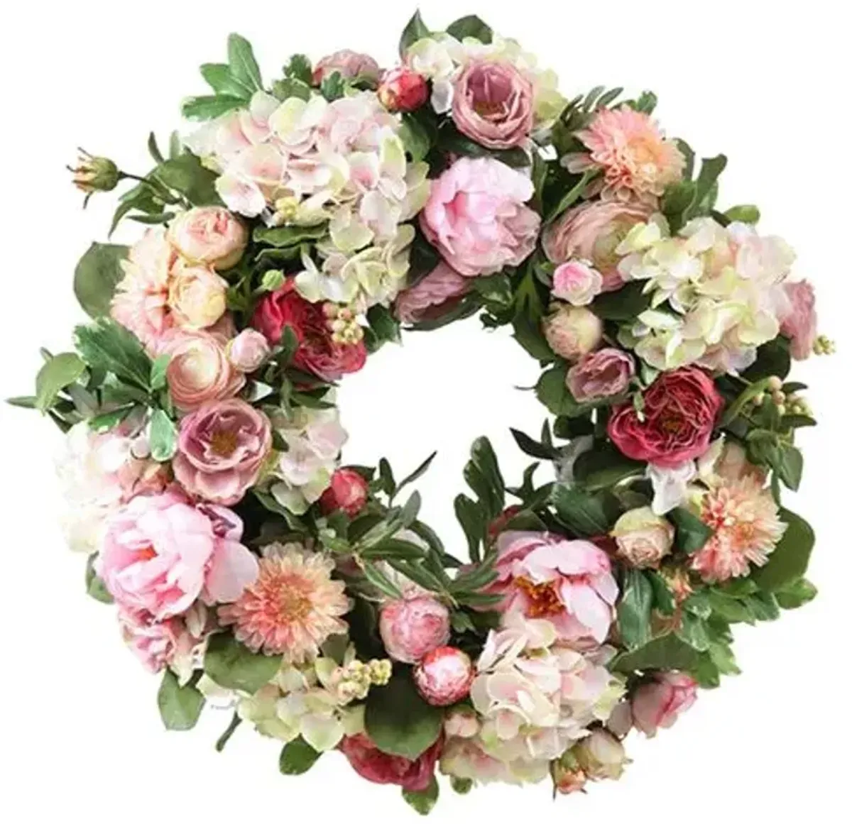 24" Garden Flowers Wreath - Pink