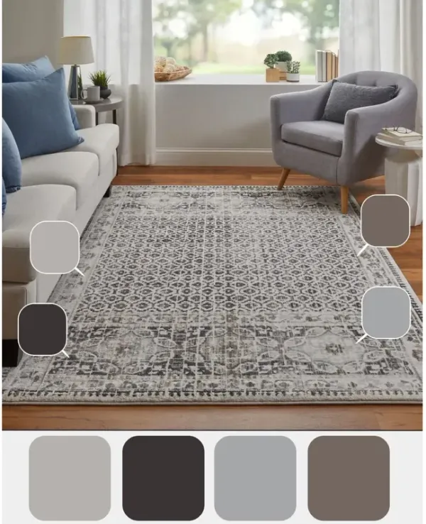 Kiba II Distressed Rug, Ivory/Taupe