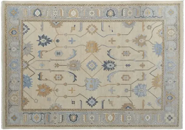 Anthera Botanical Rug, Blue/Tan