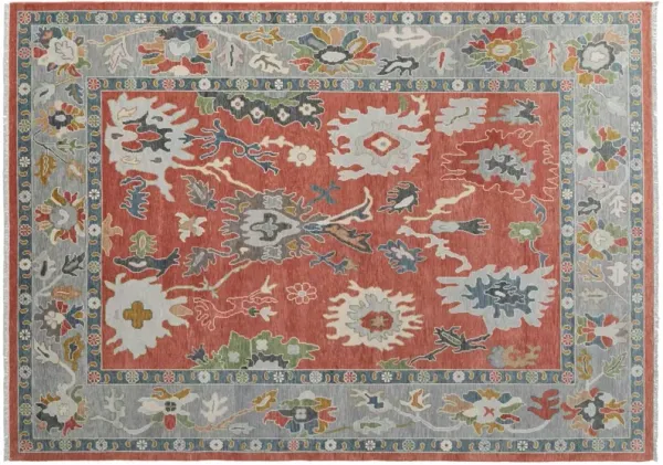 Serenya Botanical Rug, Red/Gray