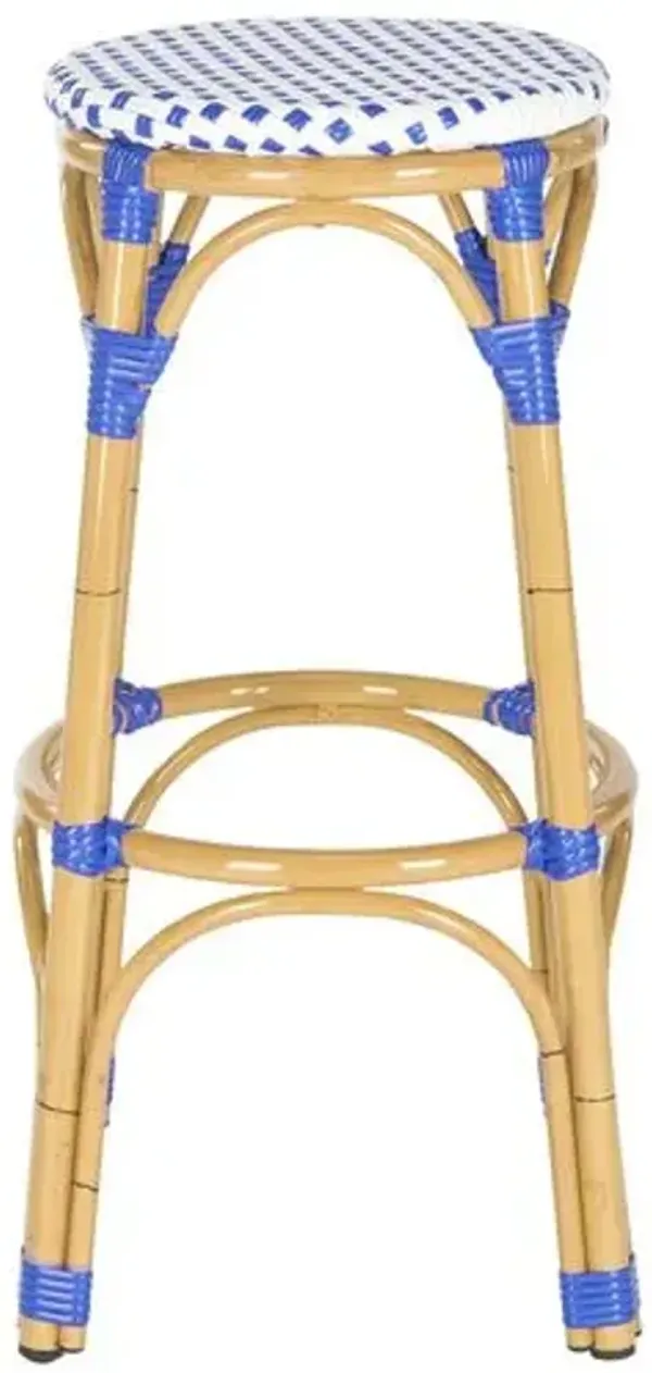 Isolde Outdoor Wicker Barstool - Blue