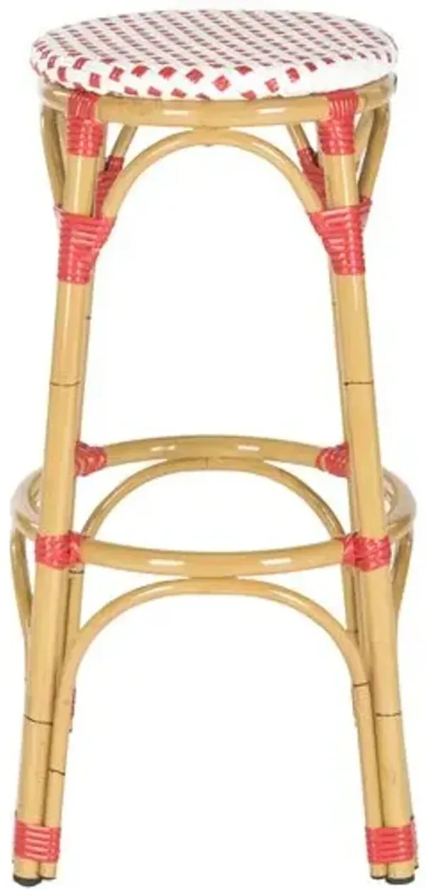 Isolde Outdoor Wicker Barstool - Red