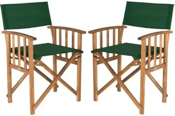 Set of 2 Zorion Outdoor Acacia Director Chairs - Green