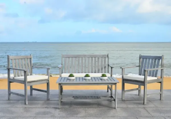 Maelis 4 Pc Outdoor Acacia Lounge Set - Gray