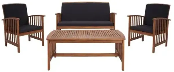 Wrenna 4 Pc Outdoor Acacia Lounge Set - Brown