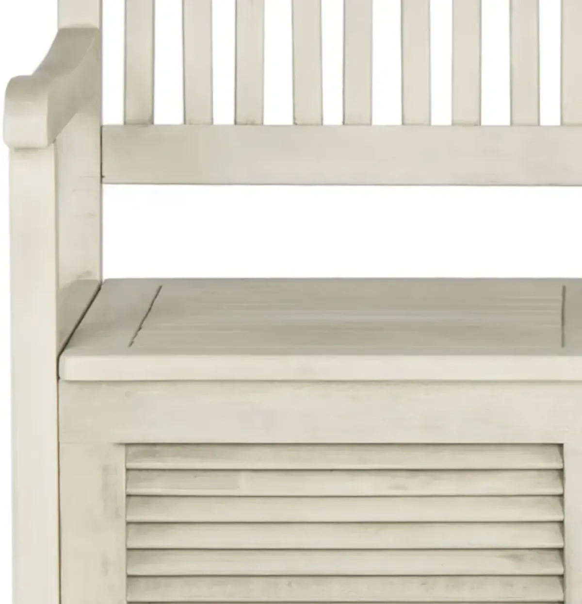 Lior Outdoor Acacia Storage Bench - White