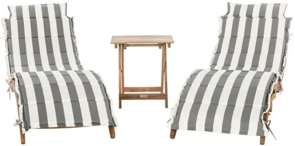 Uriah 3 Pc Outdoor Acacia Folding Chaise Lounge Set