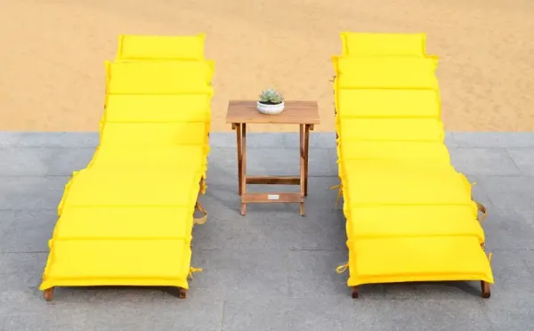 Uriah 3 Pc Outdoor Acacia Folding Chaise Lounge Set