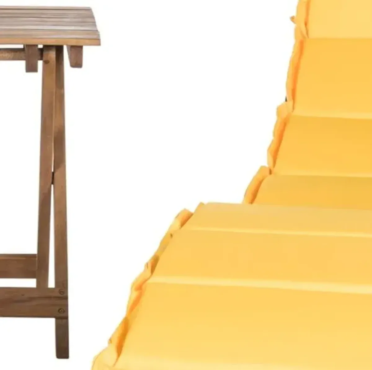 Uriah 3 Pc Outdoor Acacia Folding Chaise Lounge Set - Yellow - Comfortable, Sturdy, Stylish