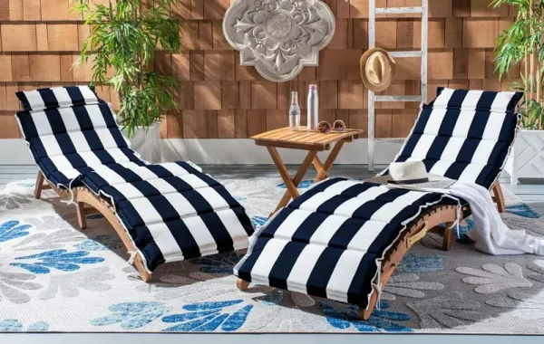 Uriah 3 Pc Outdoor Acacia Folding Chaise Lounge Set