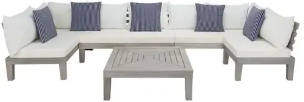 Aziel 5 Pc Outdoor Eucalyptus Living Set - Gray