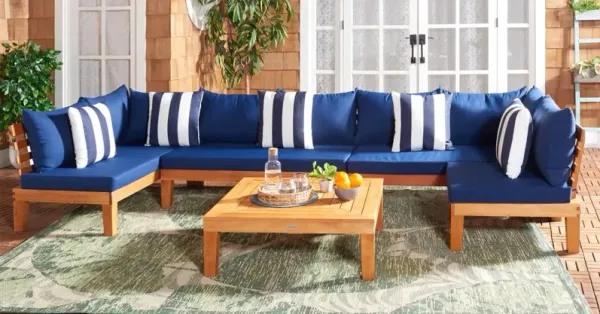 Aziel 5 Pc Outdoor Eucalyptus Living Set